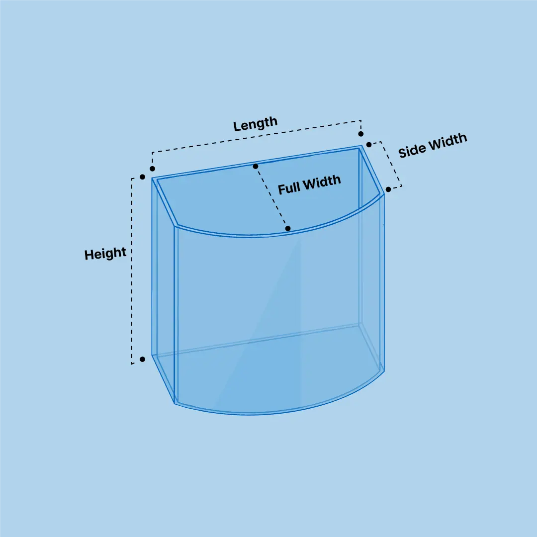 Bowfront shaped Aquarium Diagram