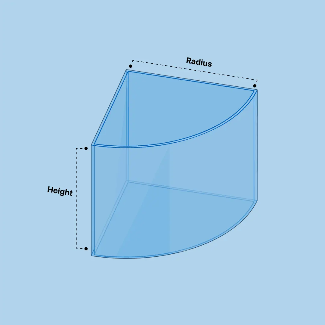 Quarter Cylinder shaped Aquarium Diagram