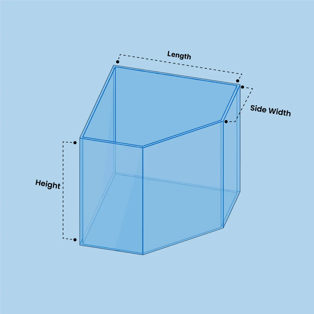 Corner Pentagon shaped Aquarium Diagram