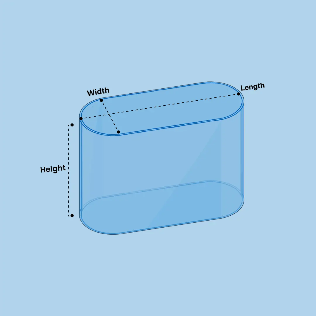 Double Bullnose shaped Aquarium Diagram