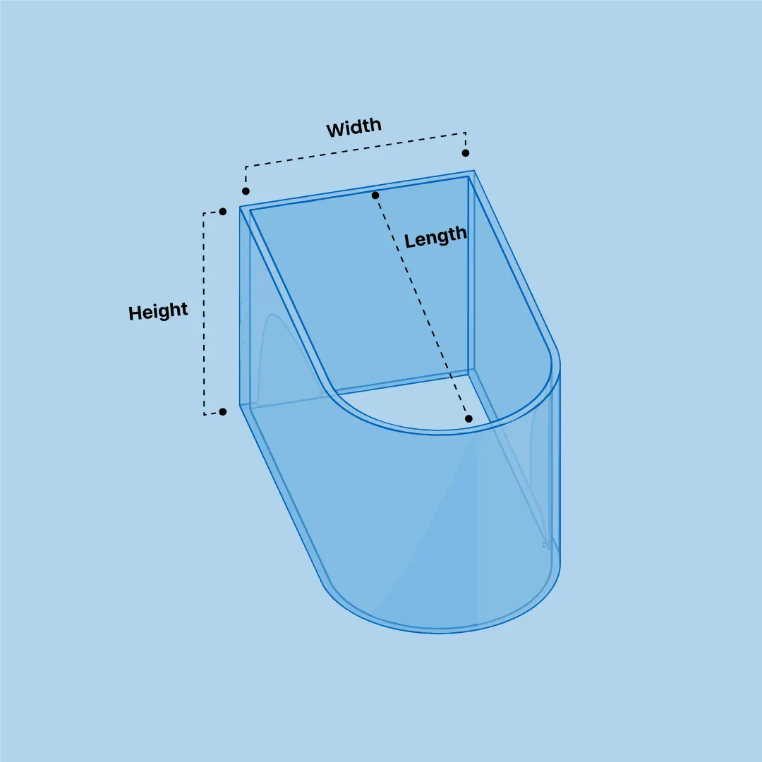 Flat-Back Bullnose shaped Aquarium Diagram