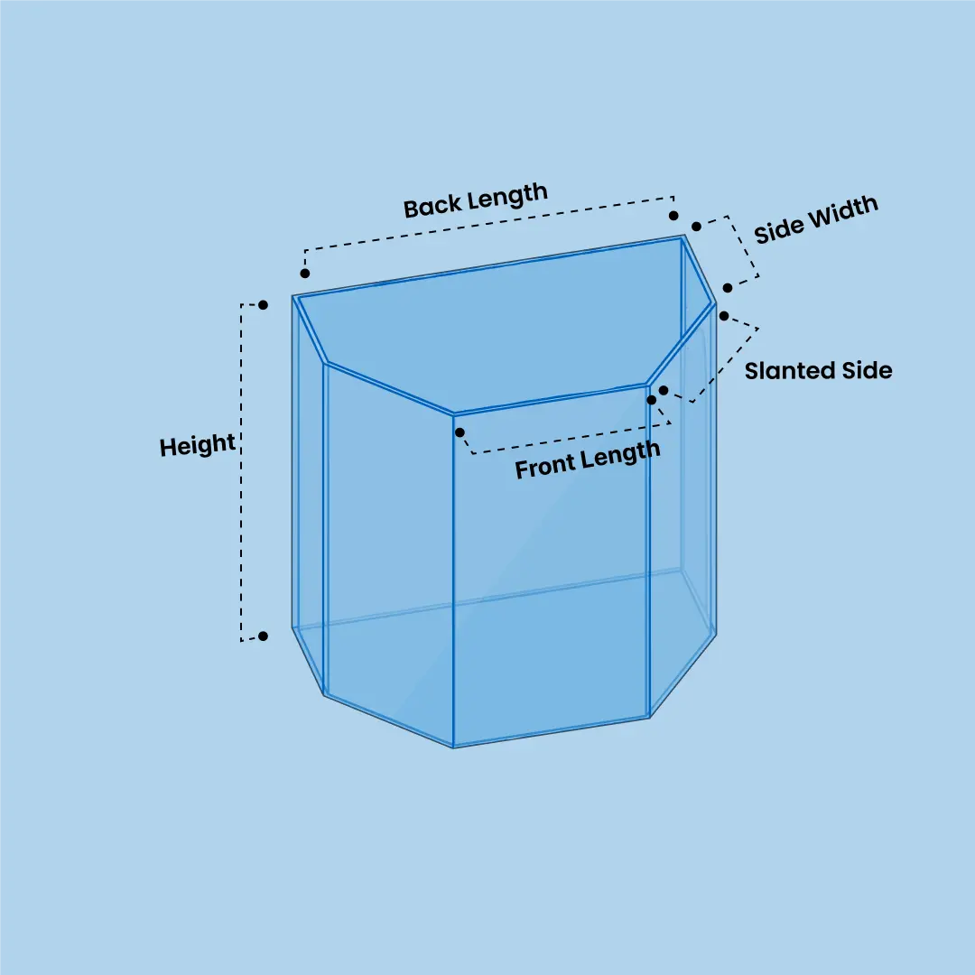 Flat-Back Hexagon shaped Aquarium Diagram